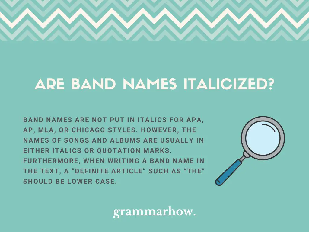 are band names italicized