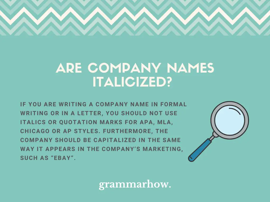 how to write company names in essays