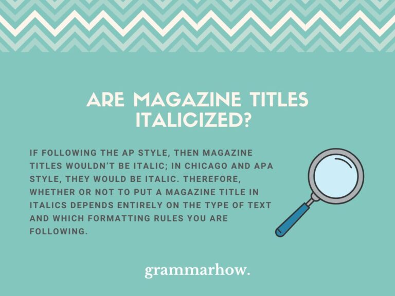 Are magazine titles italicized apa ap and chicago 