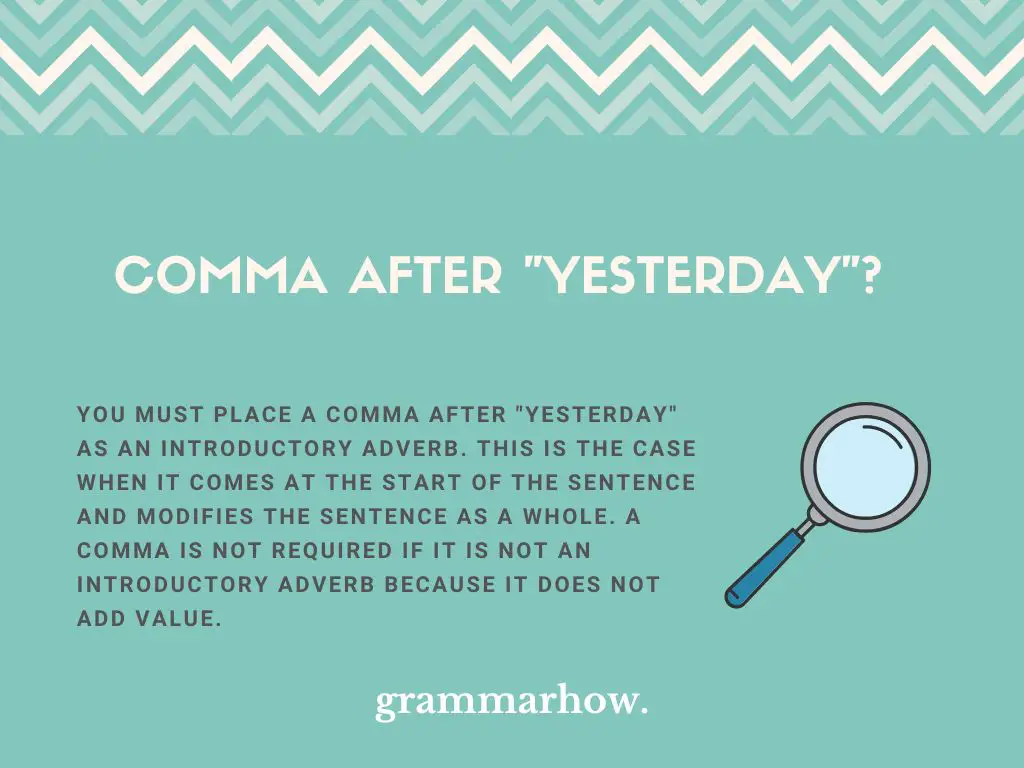 comma after yesterday