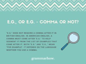 E.g., or e.g. - Comma or Not? (UK vs. US)