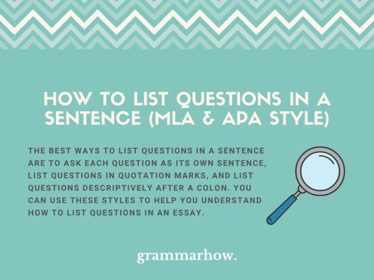 How To List Questions In A Sentence MLA APA Style 