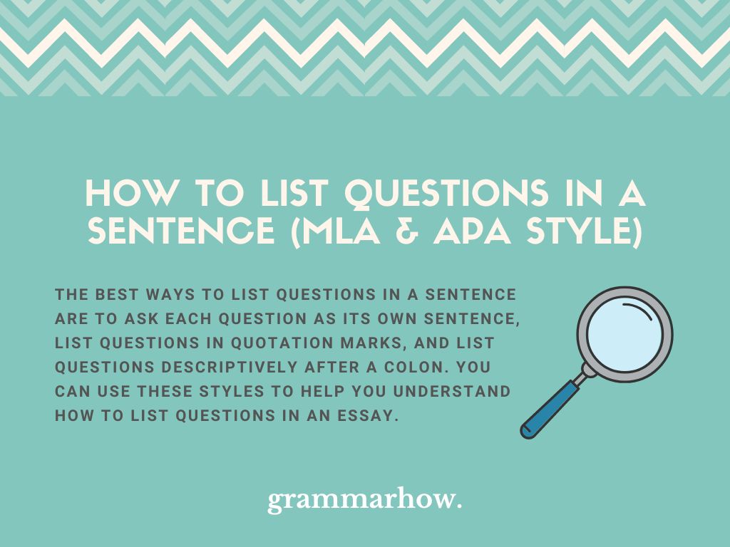 How To List Questions In A Sentence MLA APA Style 