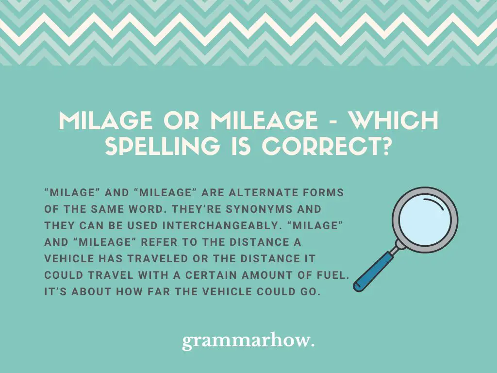 milage or mileage