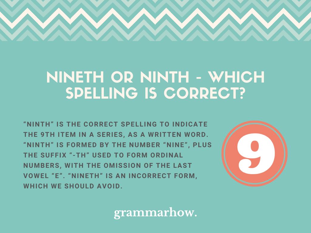 Nineth Or Ninth Which Spelling Is Correct 