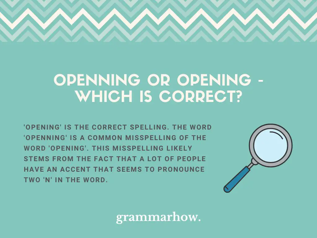 how to spell opening