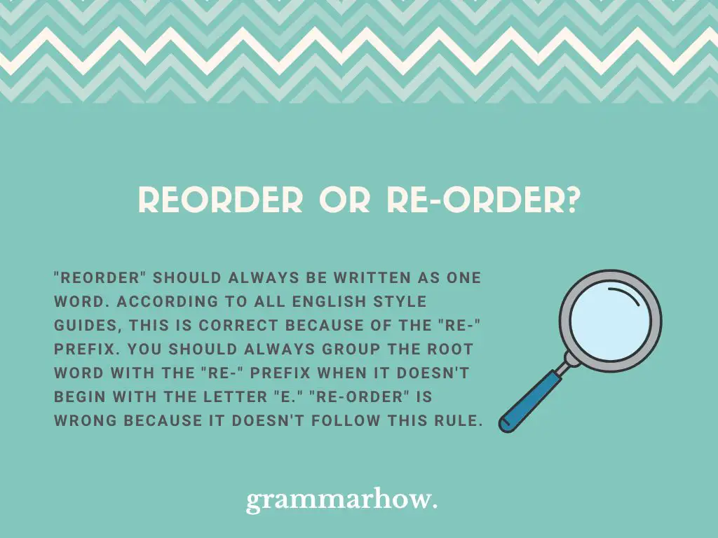 reorder or re order