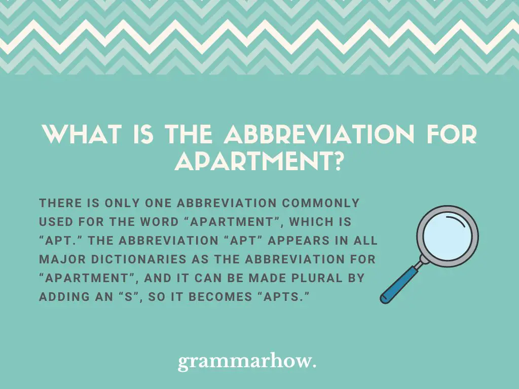 Abbreviation for Apartment