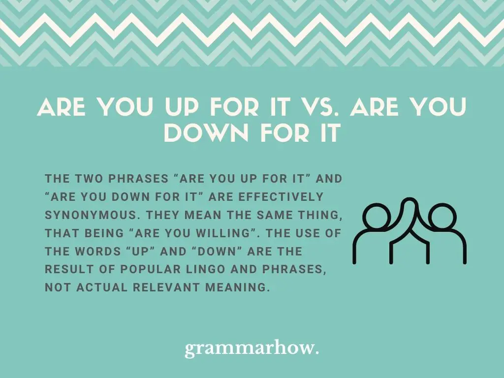 Are You Up for It vs. Are You Down for It