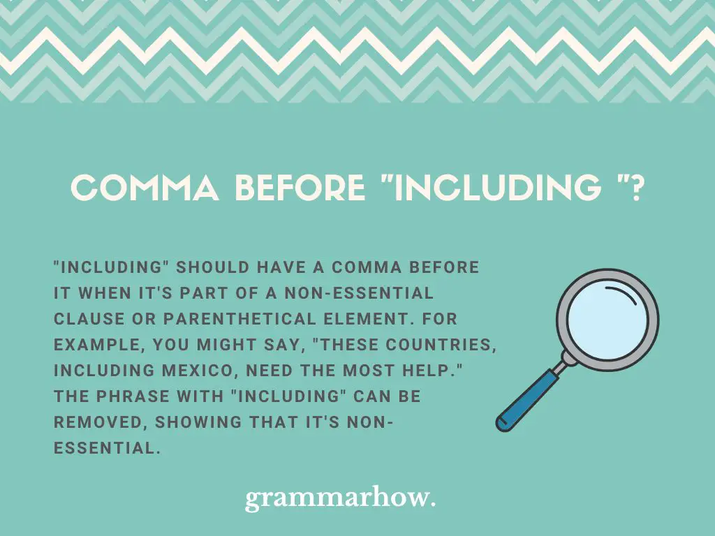 Comma Before Including