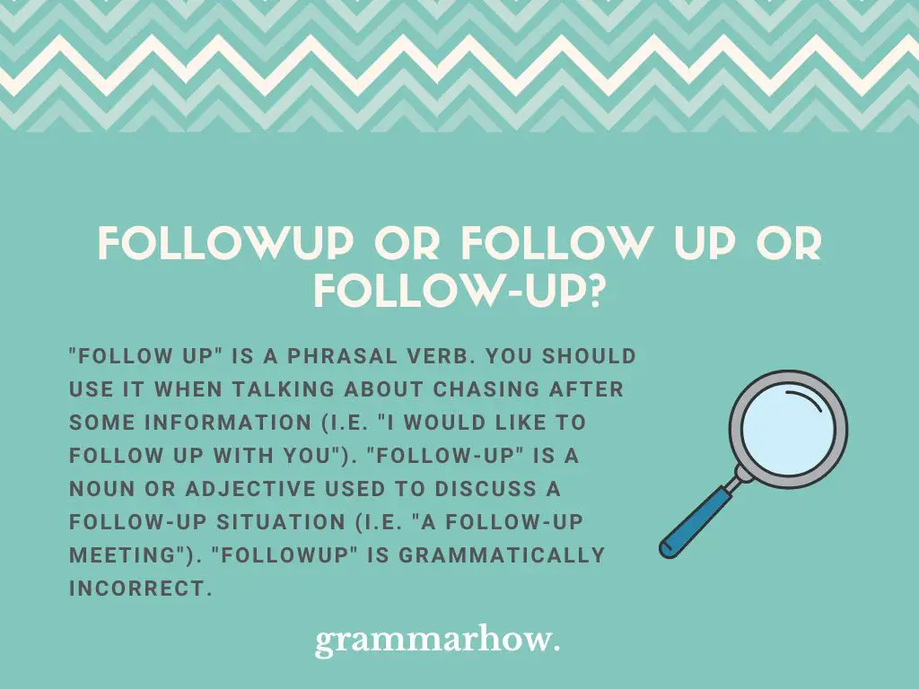 Followup or Follow Up or Follow-up
