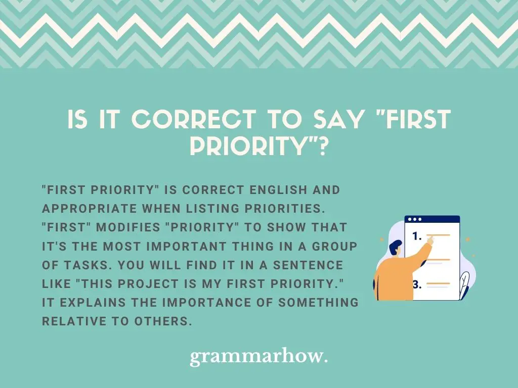Is It Correct to Say "First Priority"?