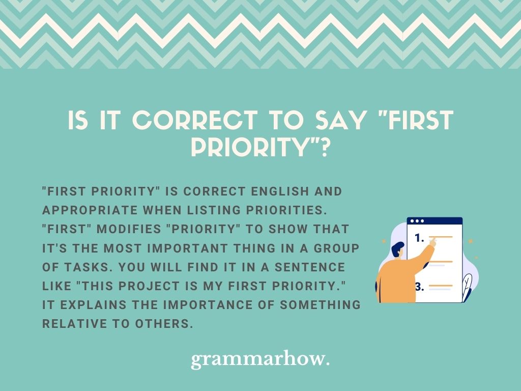 Is It Correct to Say "First Priority"?