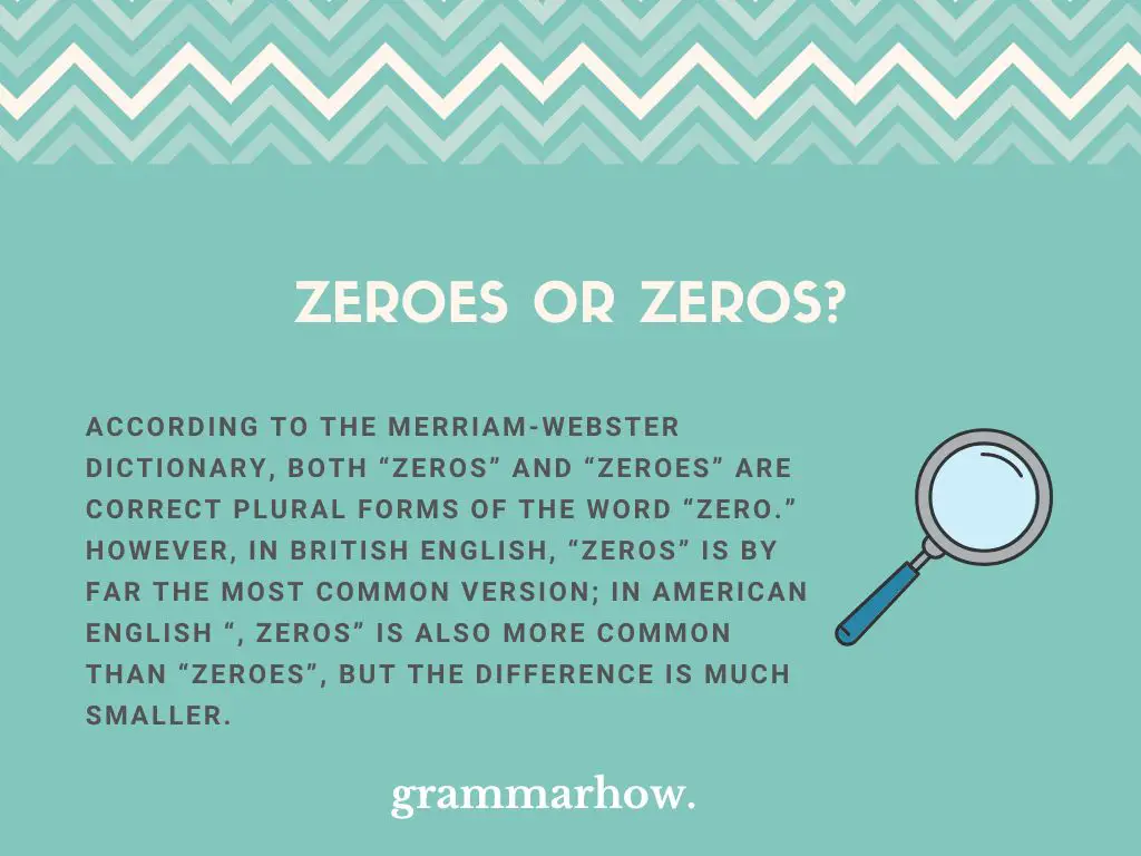 Zeroes or Zeros