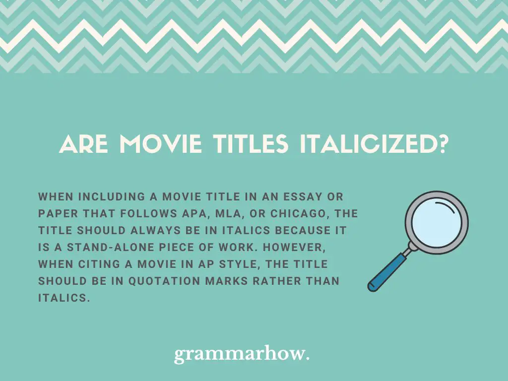 do you italicize movie titles in essays