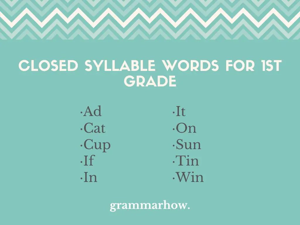closed syllable words