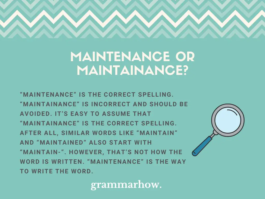 maintenance or maintainance