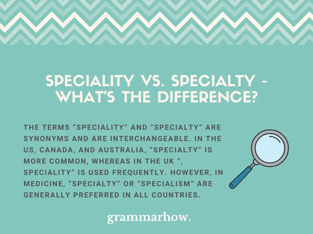 speciality vs specialty